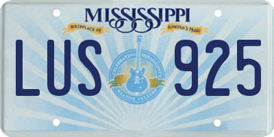 MS license plate LUS925