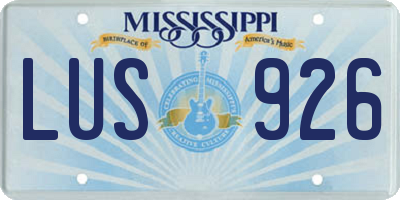 MS license plate LUS926