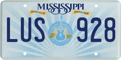 MS license plate LUS928