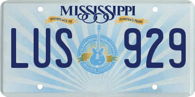 MS license plate LUS929