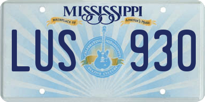 MS license plate LUS930