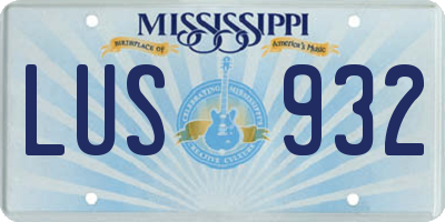 MS license plate LUS932