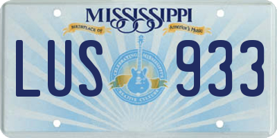 MS license plate LUS933