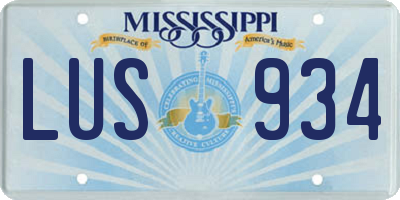 MS license plate LUS934