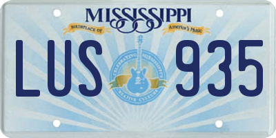 MS license plate LUS935