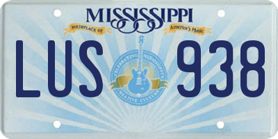 MS license plate LUS938