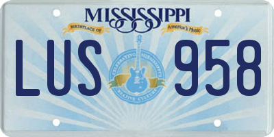 MS license plate LUS958