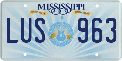 MS license plate LUS963