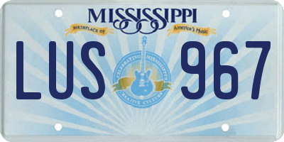 MS license plate LUS967