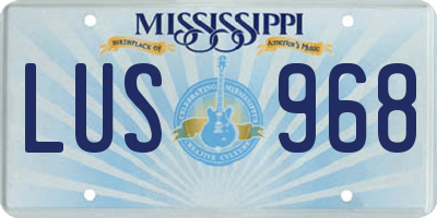 MS license plate LUS968