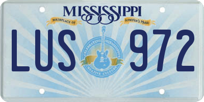 MS license plate LUS972