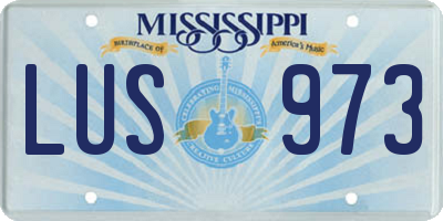 MS license plate LUS973