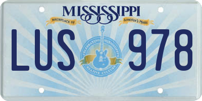 MS license plate LUS978