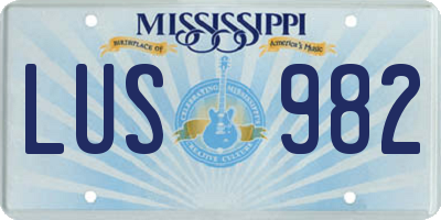 MS license plate LUS982
