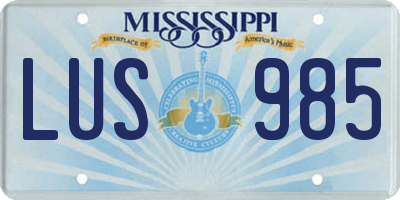 MS license plate LUS985