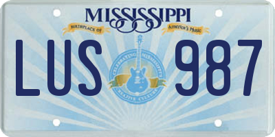 MS license plate LUS987