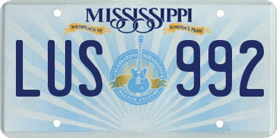 MS license plate LUS992