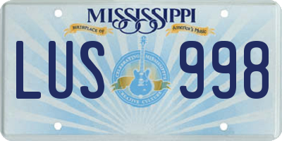 MS license plate LUS998