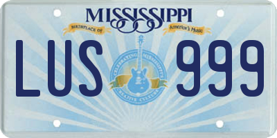 MS license plate LUS999