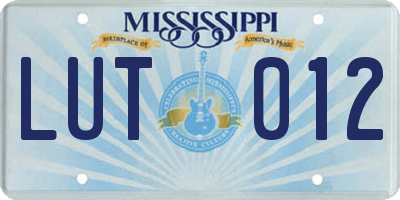 MS license plate LUT012