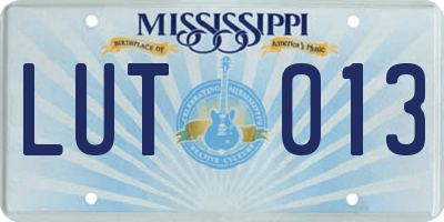 MS license plate LUT013