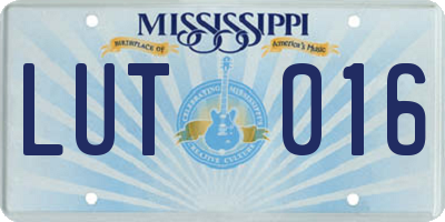 MS license plate LUT016