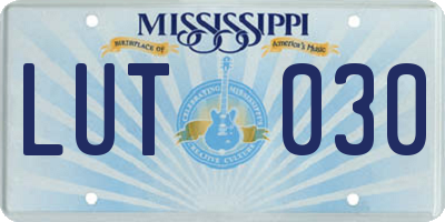 MS license plate LUT030