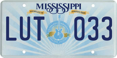 MS license plate LUT033