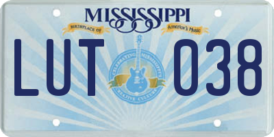 MS license plate LUT038