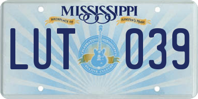 MS license plate LUT039
