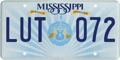 MS license plate LUT072