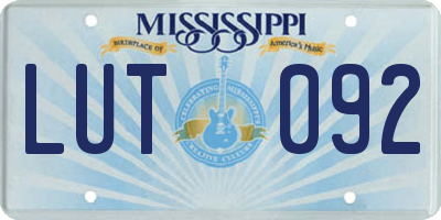 MS license plate LUT092