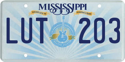 MS license plate LUT203