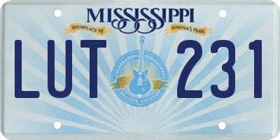 MS license plate LUT231