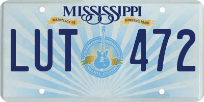 MS license plate LUT472