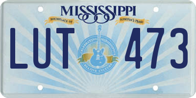 MS license plate LUT473