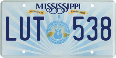 MS license plate LUT538