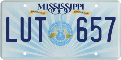 MS license plate LUT657