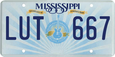 MS license plate LUT667