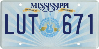MS license plate LUT671