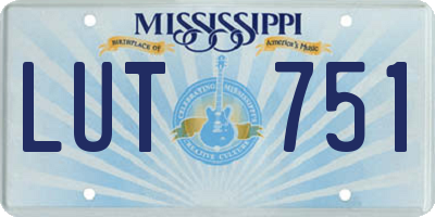 MS license plate LUT751