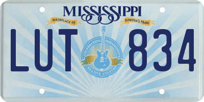 MS license plate LUT834