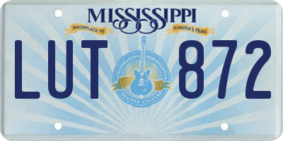 MS license plate LUT872