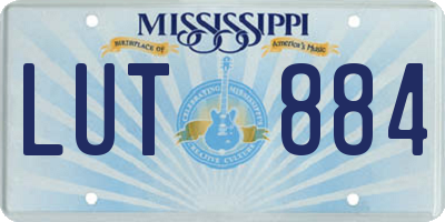 MS license plate LUT884