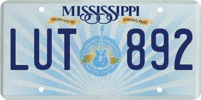 MS license plate LUT892