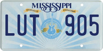 MS license plate LUT905
