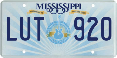 MS license plate LUT920