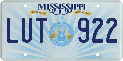 MS license plate LUT922