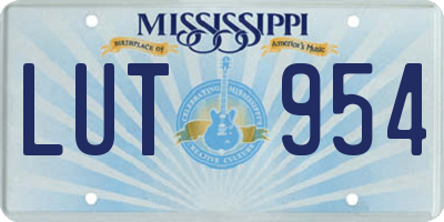 MS license plate LUT954