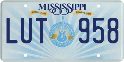 MS license plate LUT958